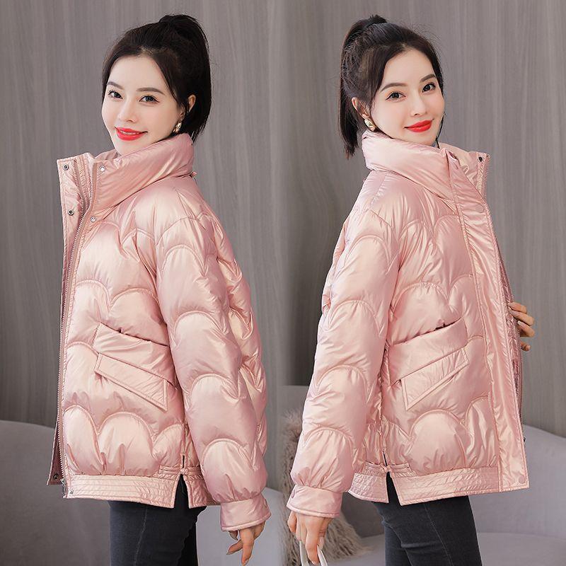 

Глянцевая хлопковая одежда женская короткая зимняя новая свободная хлопковая одежда маленькая хлопковая куртка 2XL suggestion [140-80kg] розовый