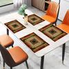 4-Pack Linen Placemats, 12x18 Inch Rectangular Table Mats, Abstract Geometric Stripe Design, Machine Washable Dining Decor for Home, Kitchen, Party