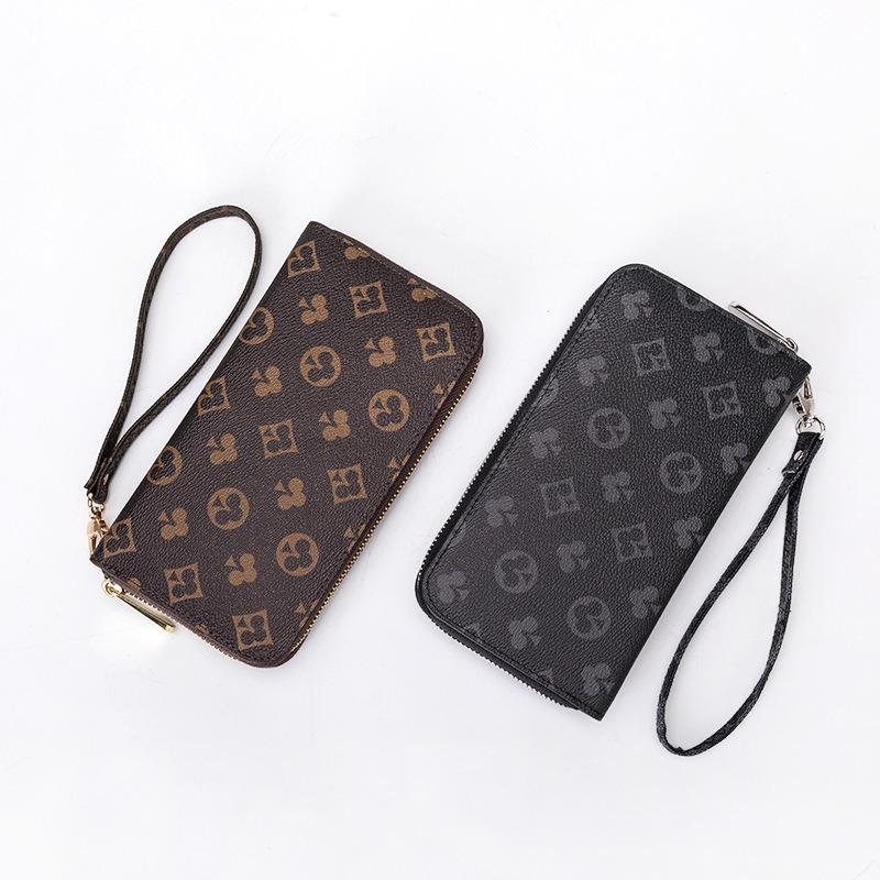 New trendy unisex zipper bag printed large capacity wallet card bag change mobile phone bag long wallet