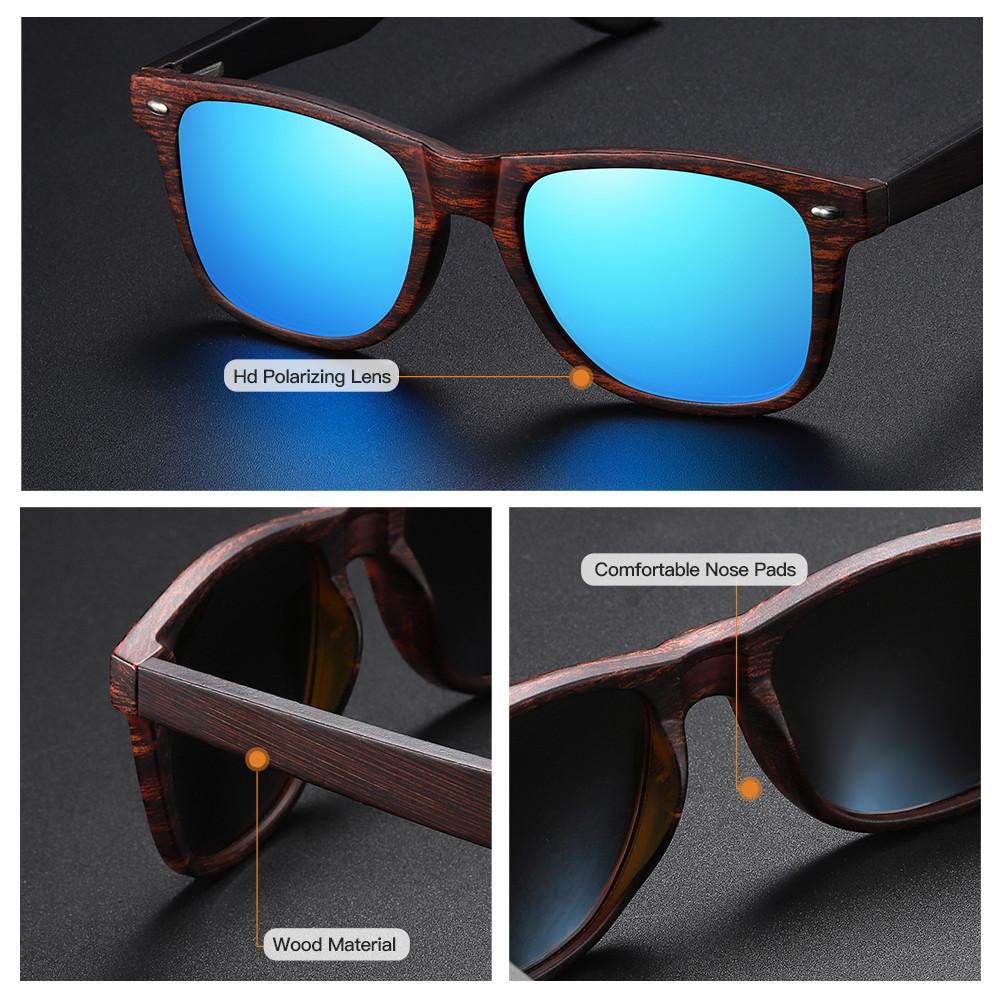 New Fashion Bamboo Wood Vintage Square Sunglasses Men Women Wooden Driving Uv400 Eyewear Luxury Brand Designer Sun Glasses