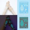 Glow In the Dark Henna Tattoo Sticker Blue Glow Fake Lace Tattoos Luminous Temporary Tattoos  Girls