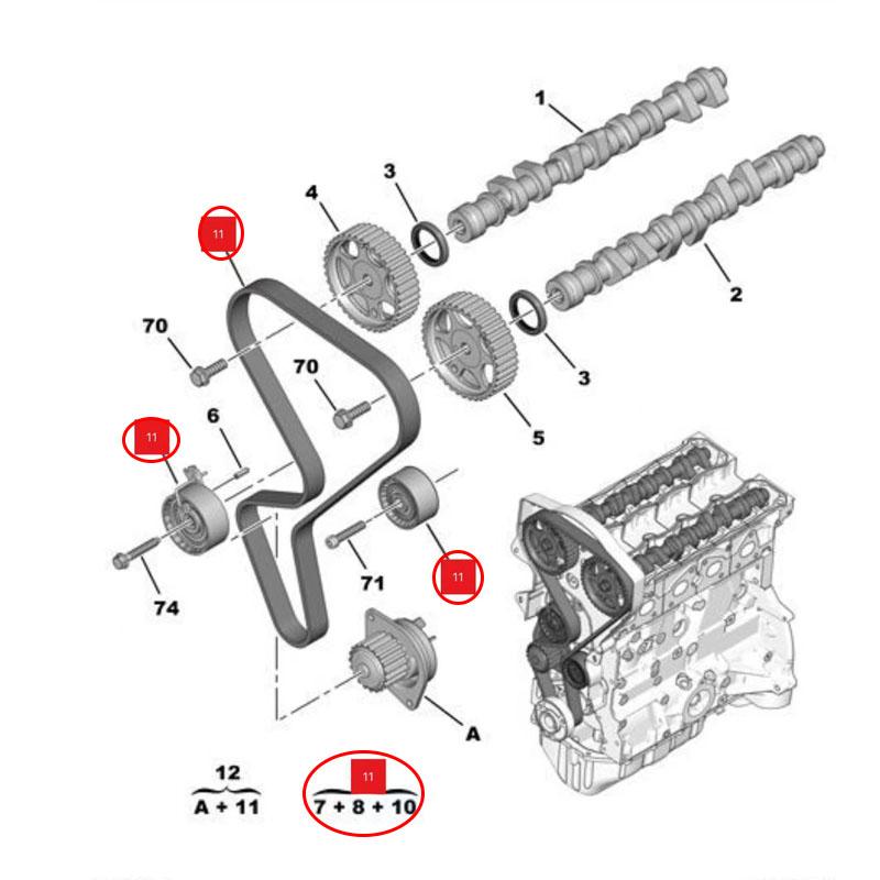 0816H6 0831R9 for Peugeot 301 206 307 308 408 2008 Citroen C2 C3 C4 Elysee Picasso 1.6 Original New Timing Suit Timing Belt Kit