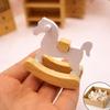 Mini Wooden Horse Toy Model Simple Small Rocking Horse Doll Decor Accessories Dollhouse Ornaments Home Decor
