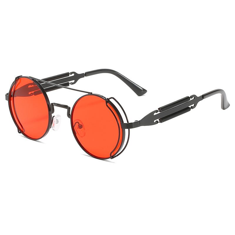 Retro Round Punk Sunglasses Men Women Classic Round Steampunk Sun Glasses Male Vintage Summer Driving Shades