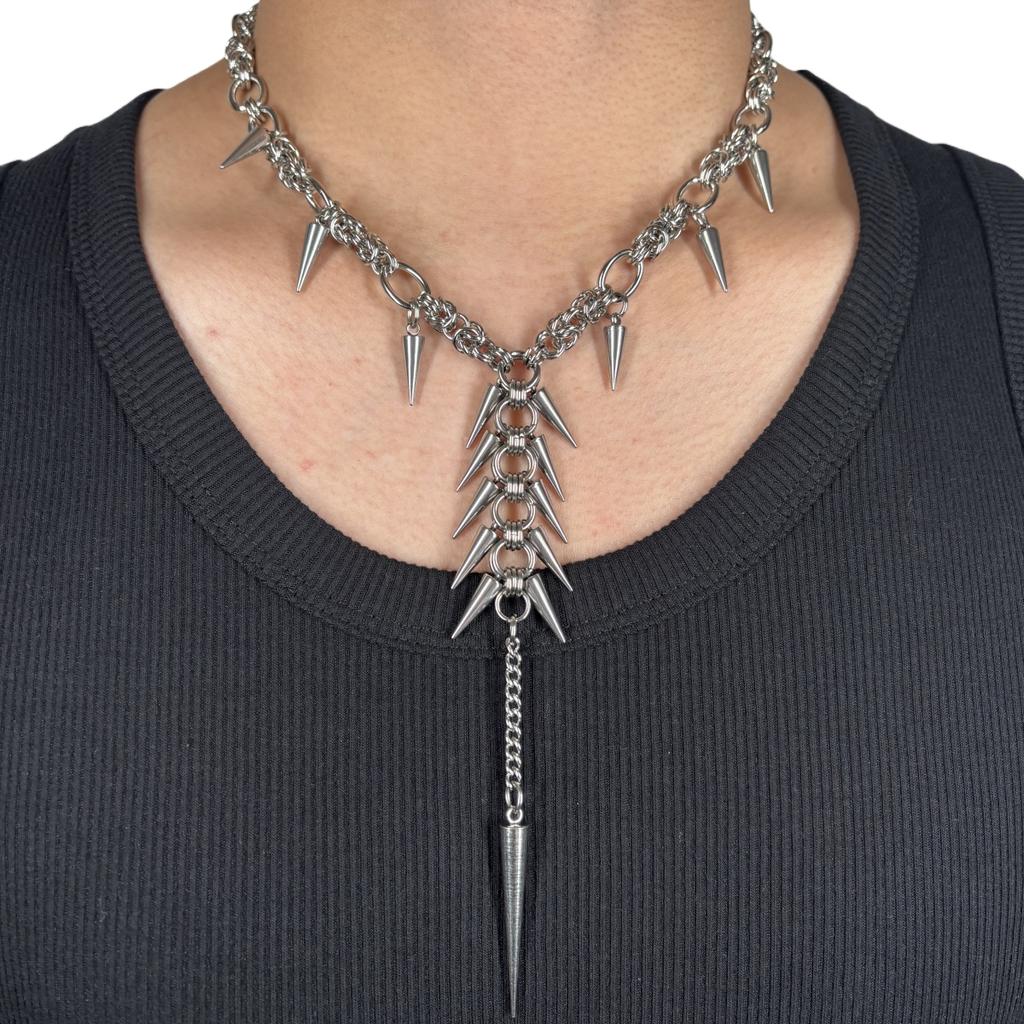 Punk Grunge Rock Rivet Long Pendant Chain Cool Fashion Handmade Geometric Necklace Goth Charm Jewelry Hip Hop Accessories