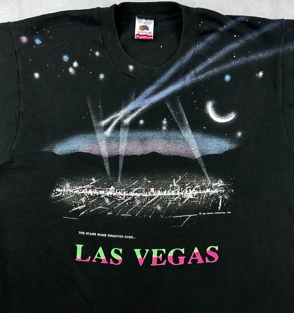 Vintage 90s LAS VEGAS NEVADA SKYLINE T-Shirt LARGE Single Stitch Moon