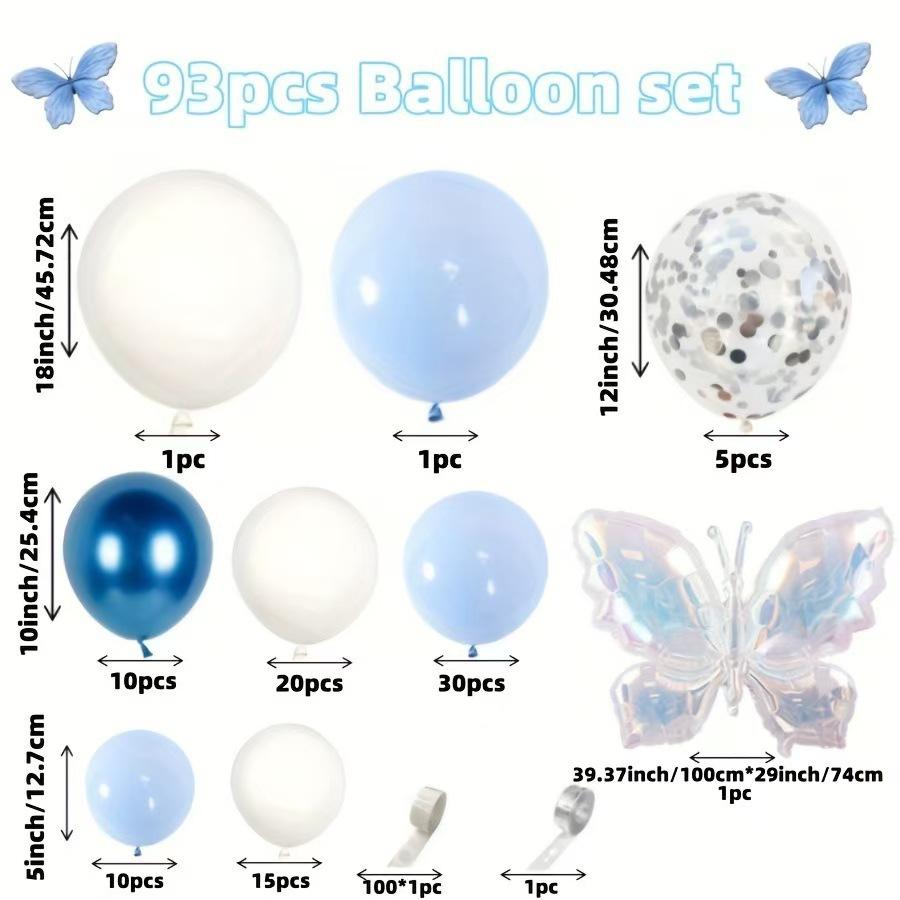 Transparent Colorful Butterfly Blue Balloon Chain Baby Christening Baby Birthday Party Decoration