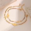 Dreifarbiger Heiliger Rosenkranz Kreuz Armband für Damen,Runde Perle Edelstahl Goldfarbe Armband,Jungfrau Maria Christentum Schmuck