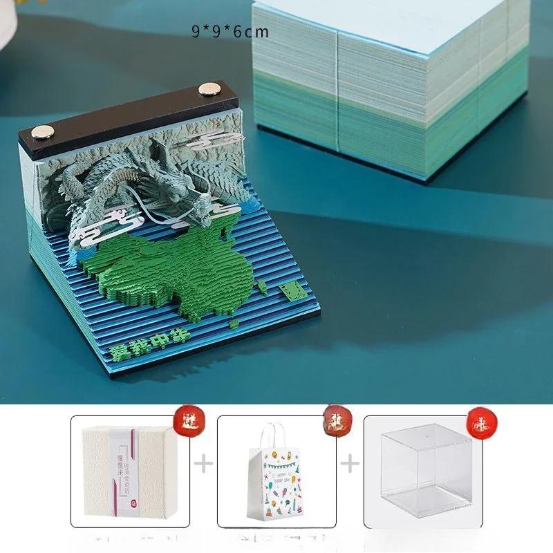 

3D Dragon Paper Carving Memo Pad Creative Notepad Paper Hand Tearing Calendar Desk Ornament Notebook Gift Home Desk Decoration