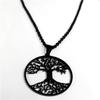 Tree of Life Stainless Steel Long Necklace for Men Black Color Necklaces & Pendants Jewelry cadenas para hombre N834S03