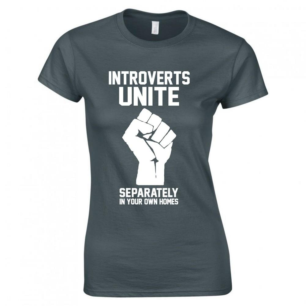 Divertente T-shirt aderente "Gli Introversi si Uniscano"