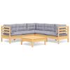 Vidaxl 6-Cz. Garden Lounge Set, Grey Cushions, Pine