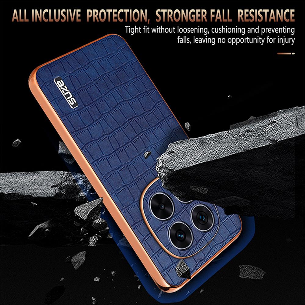 

For Xiaomi Redmi Note 14 Pro+ 5G Case Electroplating Crocodile Texture PU+TPU Phone Cover Brown