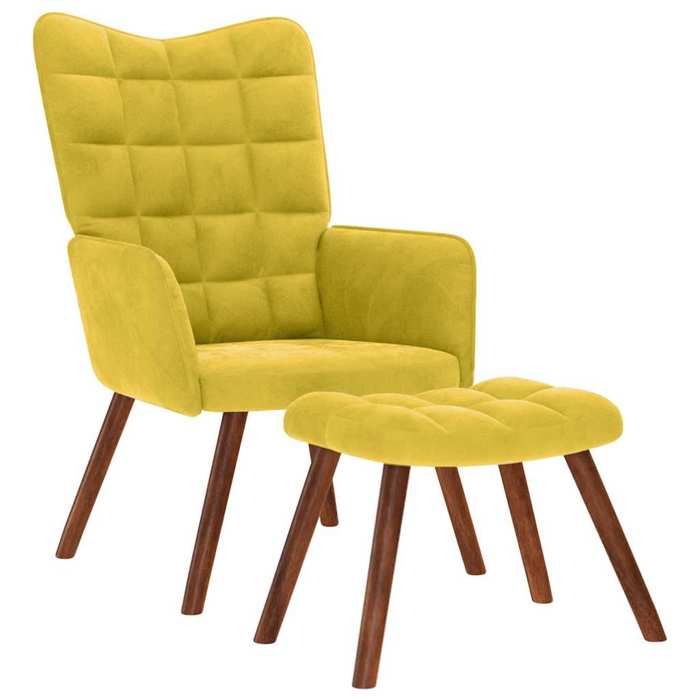 VidaXL Chaise de relaxation avec tabouret jaune velours, chaise, chaise de salon, fauteuil relax, chaise longue, siège de 4016828