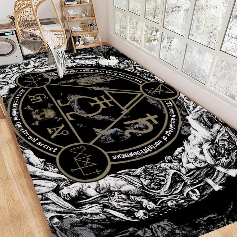 Satanic Baphomet Floor Mat INS Style Soft Bedroom Floor House Laundry Room Mat Anti-skid Household Carpets