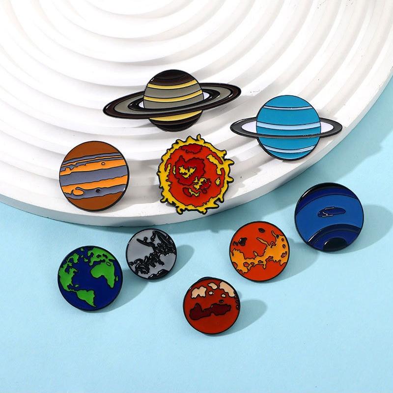 Mix 9pcs/set Creative Cartoon Planetary Planet Series Enamel Pin Brooches for Lapel Pins Badge on Backpack Clothing Accessories