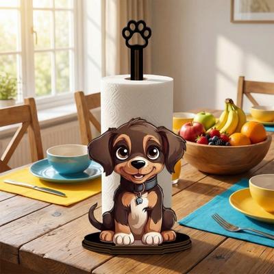 Food Wrap Animal Wooden Tissue Holder Wooden Roll Paper Standing Rack Kitchen Towel Rack  Bathroom