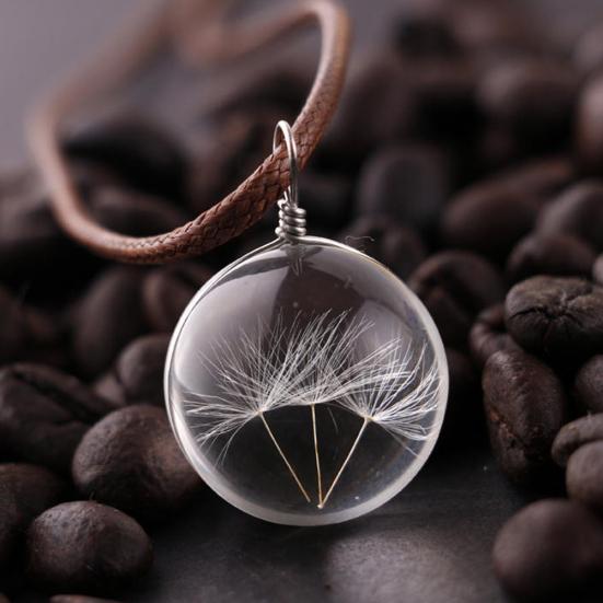 Stilvolle Löwenzahn-Glas-Halskette, Auto-Kugel-Anhänger, hängende Innendekoration