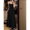 French temperament black small suspender dress children's summer new seaside vacation hip wrap dress