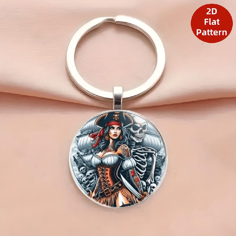 Retro Pirate Skull Keychain Pendant - European & American Style