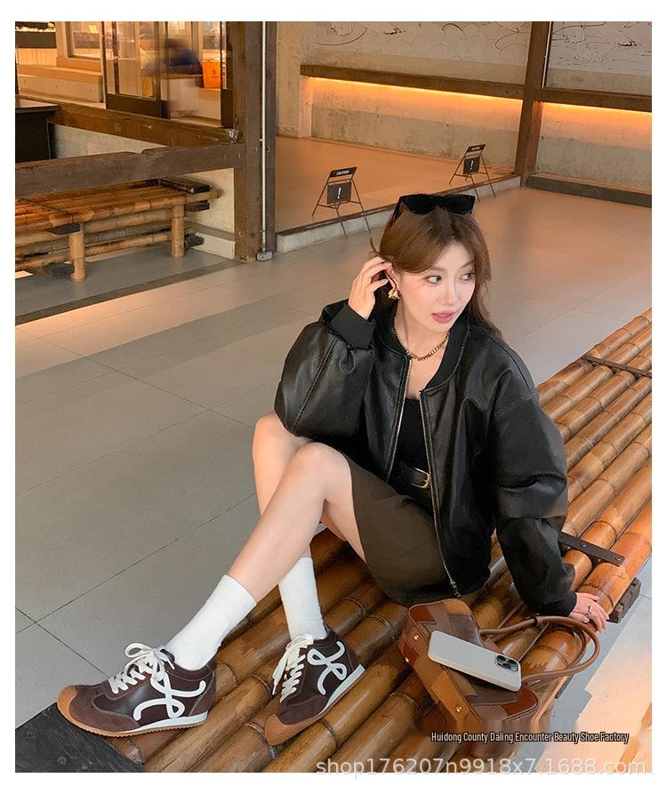 Women's 7cm Heel Ugly-Cute Color-Block Leather Shoes, Autumn/Winter 2025