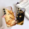 Mysterious Black Cat For Samsung Galaxy S26 S20 FE S21 S22 S23 Plus S24 Ultra S25Ultra S21+  S22Plus Golden Glass Phone Case