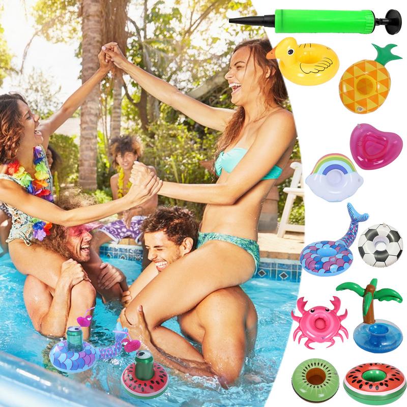 Pool Drink Holder 10X Floating Drink Holder For Pool Floating Beverage Tray With Cute Design Inflatable Poolside Accessory For