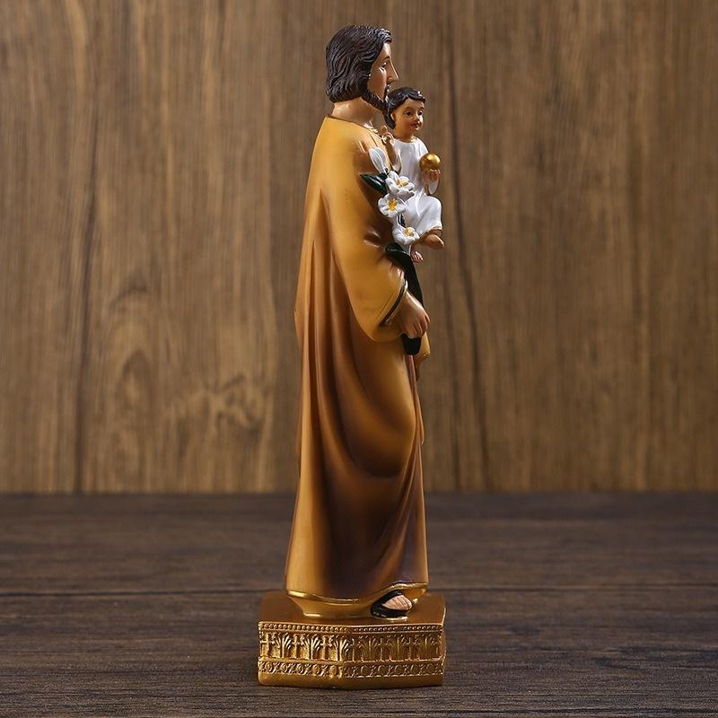 Catholic Ornaments Saint Joseph Hug Jesus Statue Church Desktop Decoration Resin Crafts.