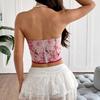 Women's new ins style design sense woven petals sexy hem zipper strap fishbone small top women