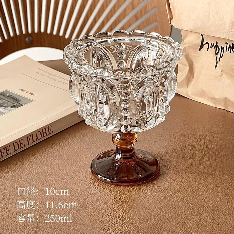 Glasbecher Nordischer Reliefbecher Eis Eis Dessert Joghurt Pudding Hausgemachtes Dessert Kaffeetasse Hausgemachter Frühstücksbehälter