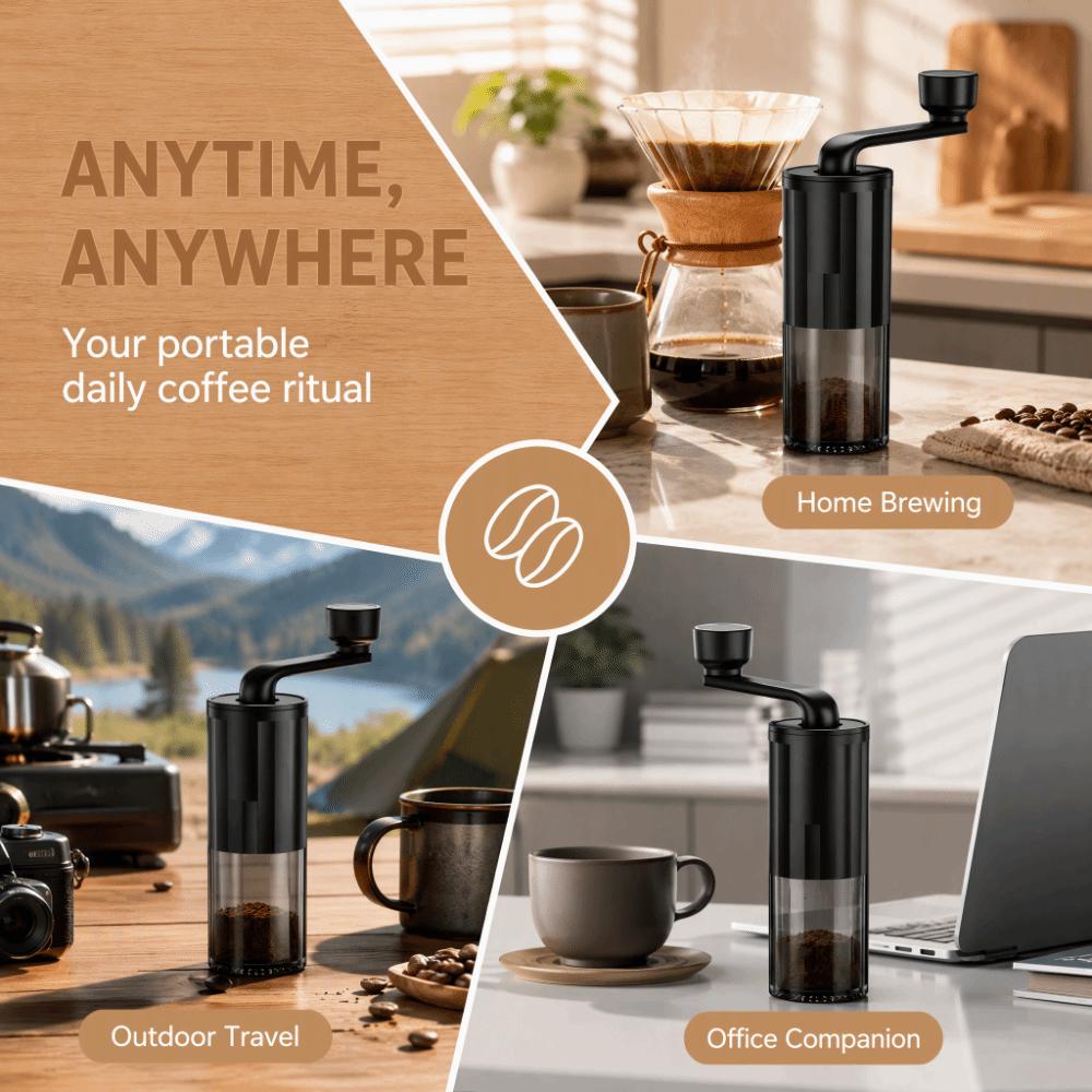 Ceramic Burr Manual Coffee Grinder Hand Crank Portable Adjustable Grinder Feeding Tube