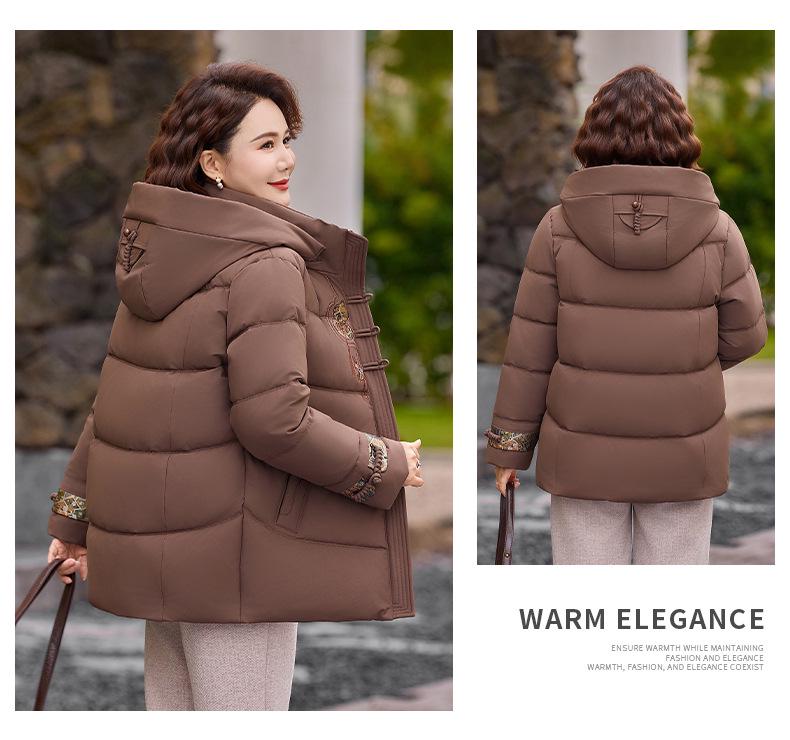Chinese Mom's Winter Jacket: Thickened Fleece-Lined Coat for Middle-Aged & Elderly Women, 2025 Warm Cotton Outerwear