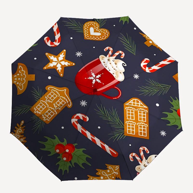 

1pc Christmas Cookies Automatic Open/Close Umbrella with One Touch Button,, Windproof Design Lightweight Portable Umbrella for Women & Men6135