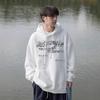 Letter Hooded Sweater Men's Autumn and Winter New Hat Rope Design Loose Fleece Thickened Coat
