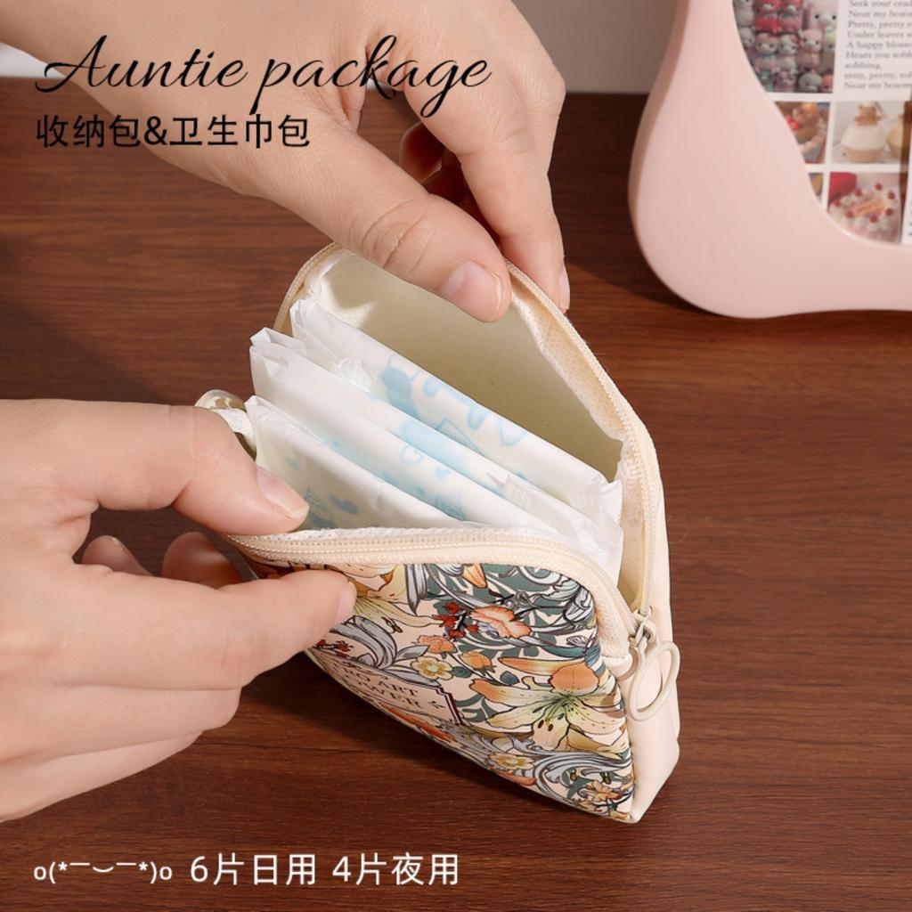 Přenosná menstruační taštička pro ženy, úložná taška na sluchátka a datové kabely, taštička na rtěnky, přenosná peněženka s velkou kapacitou na mince