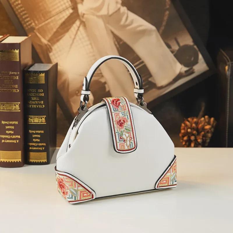 2025 Ethnic Chinese Embroidered Soft Leather Women's Crossbody Bag - New Stylish All-Match Handbag