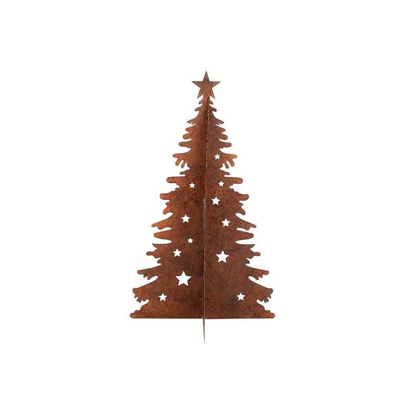 Деревенский металлический силуэт рождественской елки, украшение для стола или сада 42 x 24 cm