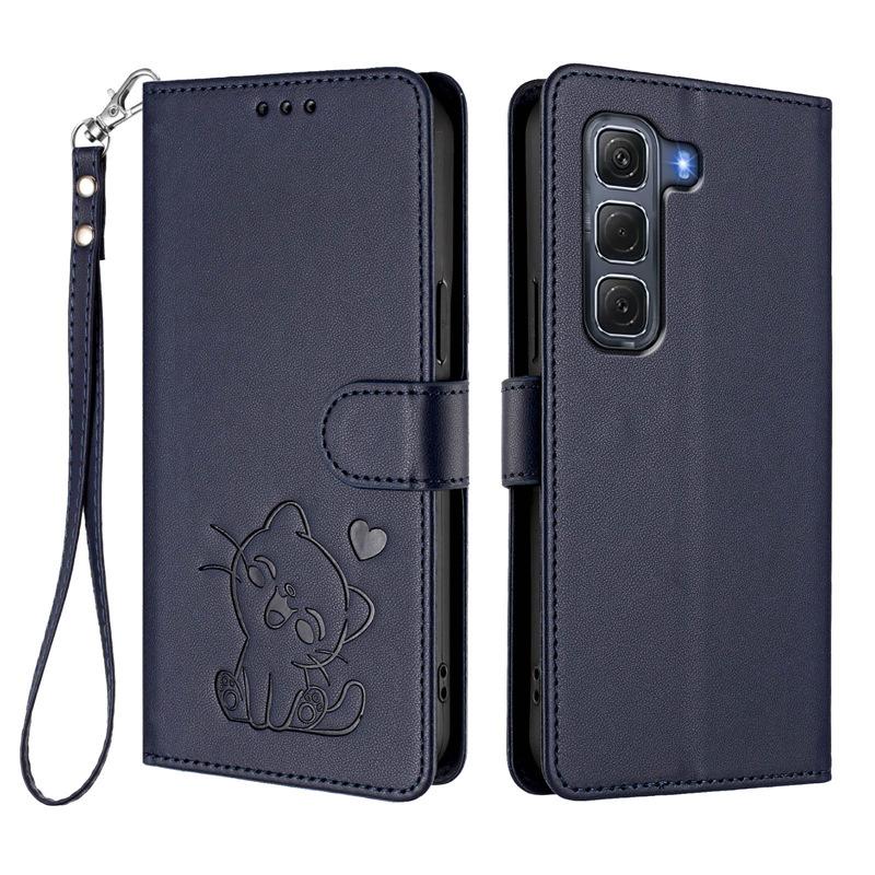 Applicable INFINIX HOT 60 PRO+Phone case with heart-shaped cat design, solid color, cute protective cover