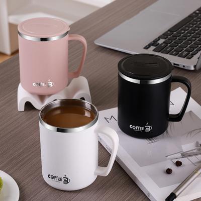 480ml Thermal Insulated Coffee Mug 304 Stainless Steel Double Wall Water Cup With Handle Anti Scald Sealed Tea Milk Coffee Cup