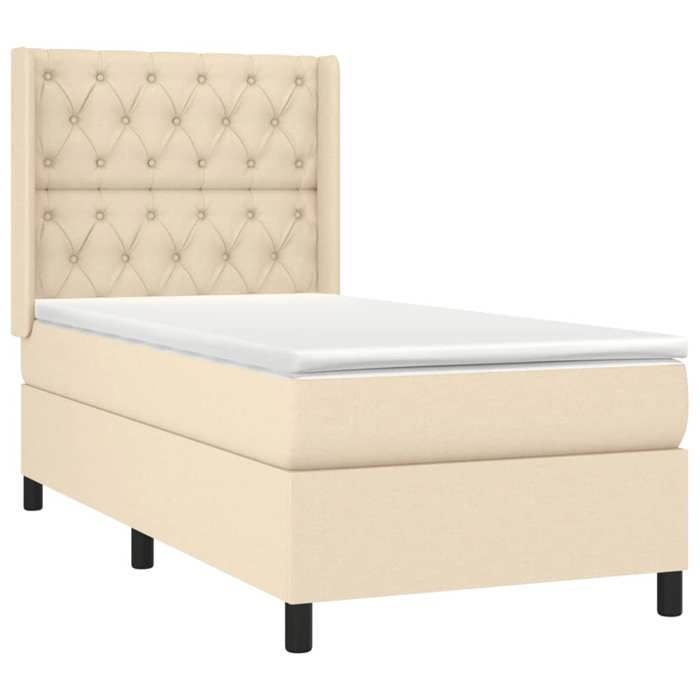 VidaXL Divan Bed with Mattress Cream 80x200 Cm Fabric - Model 3131630