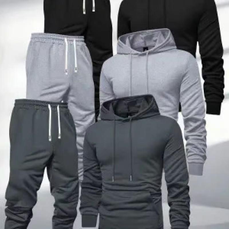 Mens Casual Sport Hoodie Set Loose Fit Long Sleeve Cotton Blend Tracksuit