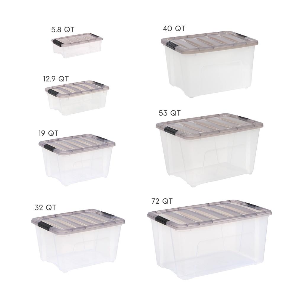 Stackable 5.8 Qt Plastic Storage Bin with Lid Clear Totes Home Office Garage Organization Durable Storage Containers with Secure