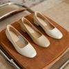 Leather square head low-heeled single shoes female spring autumn new Korean version fairy style professional commuting French thick-heeled high heels