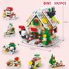 Non-Toxic Advent Calendar Christmas Building Blocks Set Christmas Toys Includes Santa Claus Train House Blocks Gift For Kid Children