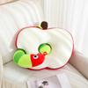 Food Apple Throw Pillow Cute Toy Cartoon Soft Comfortable Support Worm Shape Neck for Living