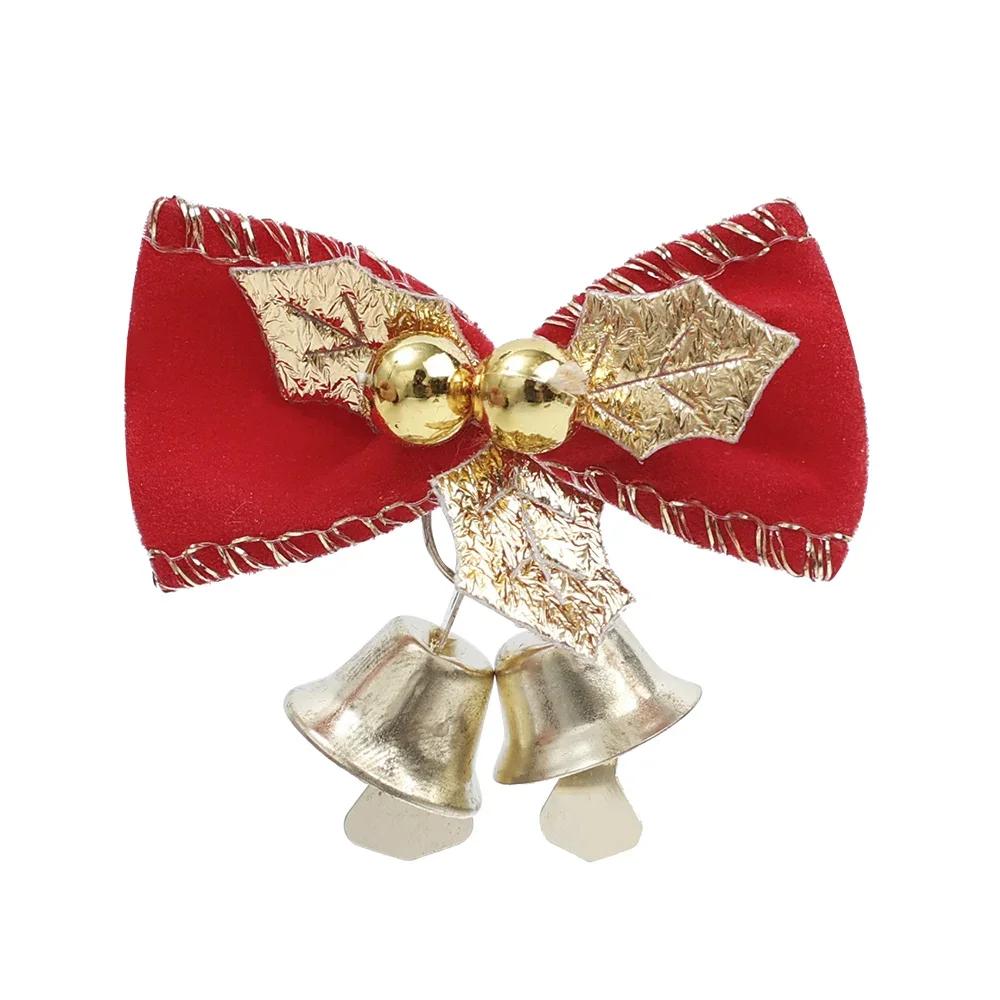 

Festive Decorative Christmas Bow with Bell for Holiday Gift Wrapping Tree Wreath DIY Home Ornament Decoration Supplies 10PCS червоний