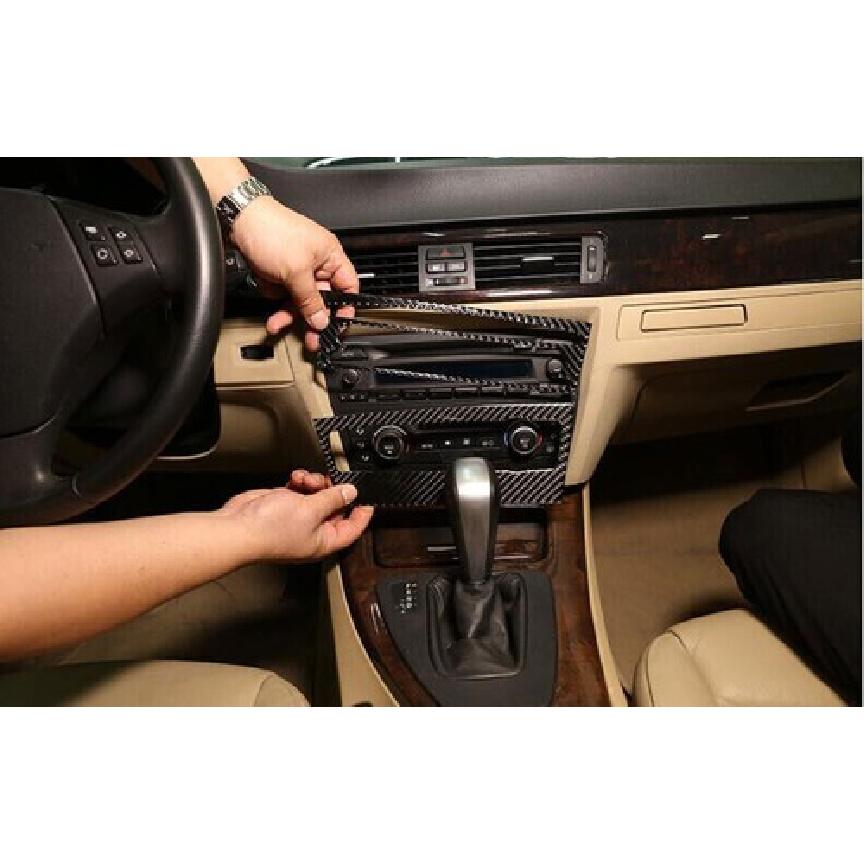 For BMW 3-Series Real Carbon Fiber Trim Car Middle Console CD Switch Frame 05-12