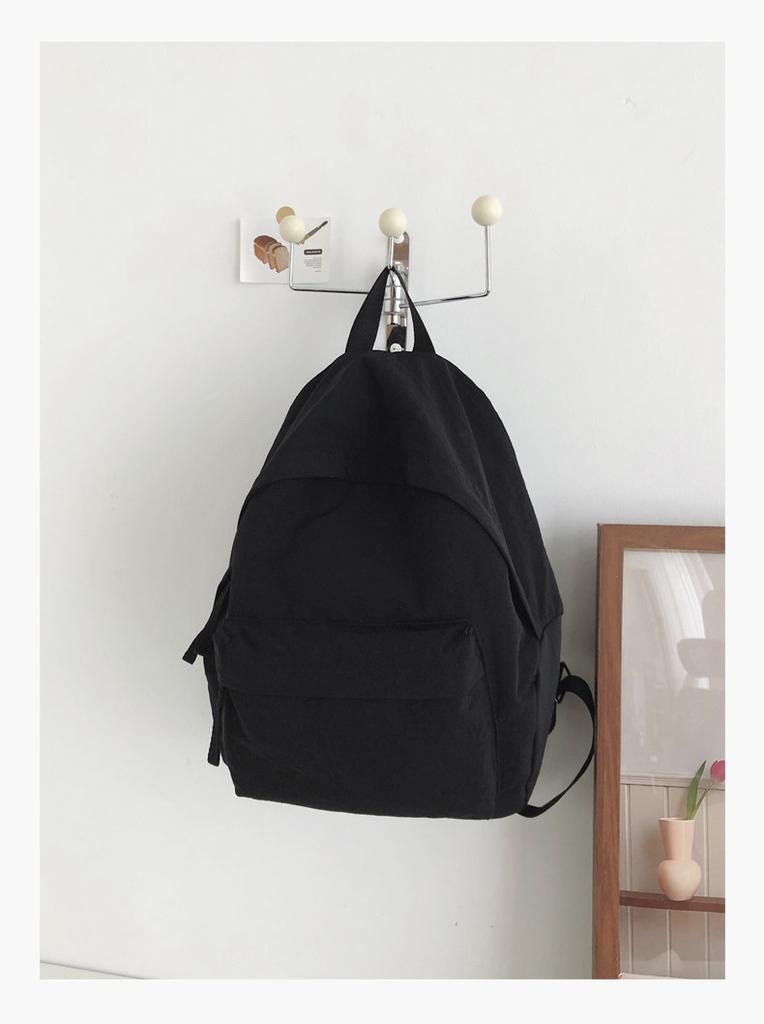 Schoolbag Solid Color Literary and Lightweight Small Backpack Women's Japanese Simple Travel Mountaineering Backpack Folded Texture Small School Bag