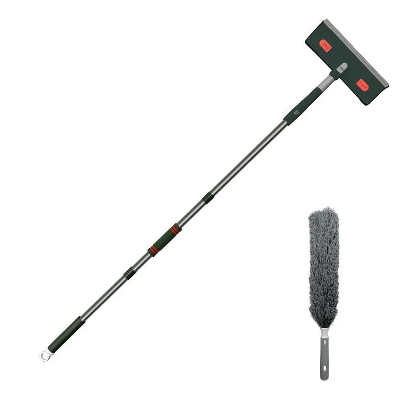 Stěrka na okna Čistič 4 v 1 Nástroj na čištění oken s ohebnou a rovnou prodlužovací tyčí Teleskopické okno.