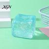 Squeeze Toy Ice Cube with Glitter Slow-Rising Water TPR Fidget Blingbling Stress Reliever for Relief Portable Decompression Gadget Kids Adults